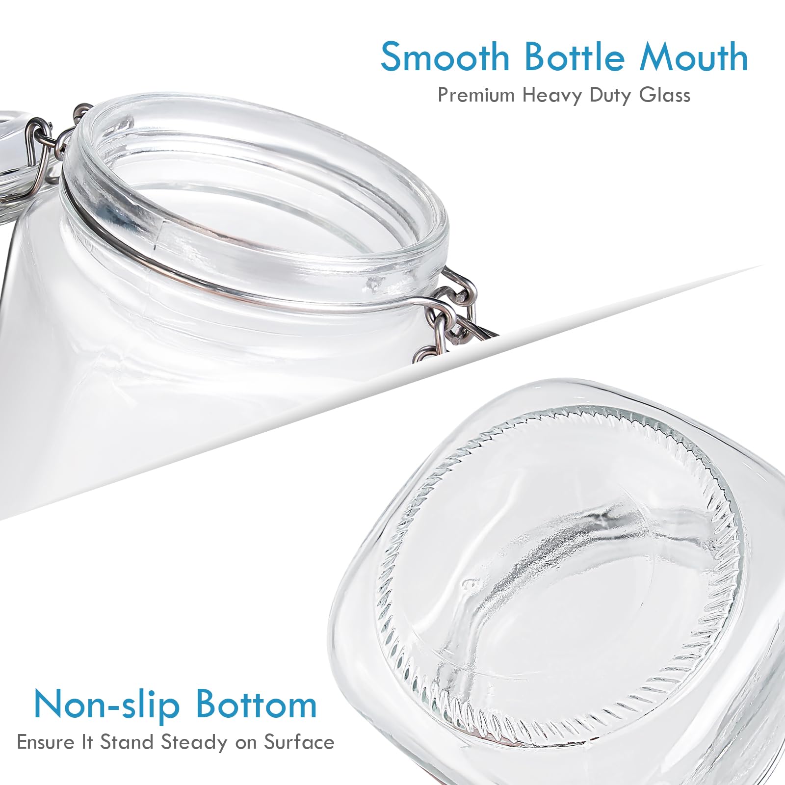 Yeboda 32Oz Food Storage Canister Glass Jars With Clamp Airtight Lids And Silicone Gaskets For Multi-Purpose Kitchen Containers